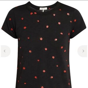 rag & bone Black Short-Sleeve Tee with Red Ladybug Print